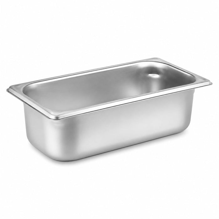 Glownary 1/3 Size Stainless Steel Steam Table Pan, 22 Gauge, 4 Inch Deep, NSF Listed, Anti-Jam Design, 12.5x7x4 Inches, 4.1 Qt Capacity, Commercial Grade
