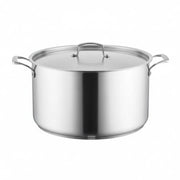 20 Qt Tri-Ply Stainless Steel Stock Pot with Cover, NSF Listed, Induction Ready, Dishwasher Safe, 7.5 Inch Height, Silver Satin Finish