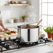 20 Qt Tri-Ply Stainless Steel Stock Pot with Cover, NSF Listed, Induction Ready, Dishwasher Safe, 7.5 Inch Height, Silver Satin Finish view 2