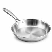 Glownary SS3 Series 12-Inch Tri-Ply Stainless Steel Fry Pan, Silver, NSF Listed, Induction Ready, Dishwasher Safe, Ergonomic Handle, 450°F Oven Safe, Professional Grade