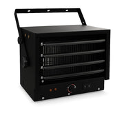 Electric Ceiling-Mount Garage Heater, 240V 5000W Commercial Unit, Black, 3-Setting Thermostat, 600 Sq Ft Coverage, Industrial Space Heating System