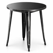 Glownary 30-Inch Round Steel Outdoor Table, Distressed Onyx Black, Standard Height, Powder-Coated, Indoor/Outdoor Use, 3-4 Seating Capacity