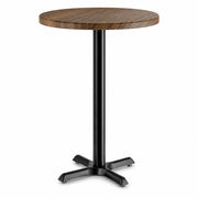 Glownary 30-Inch Round Bar Height Table, Dark Walnut Finish, MDF with PVC Top, Cast Iron Base, Indoor Commercial Use, 42-Inch Tall