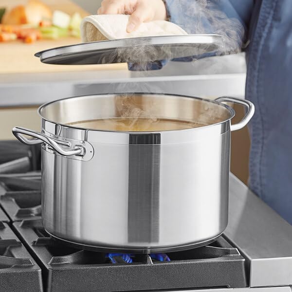 Glownary SS1 12 qt. Stainless Steel Aluminum-Clad Stock Pot with Cover view 2
