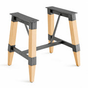 Glownary Industrial Trestle Table Base, Bleached Oak Finish, Steel and Wood Construction, 33.87 x 25.37 x 28 Inches, 400 lb Capacity, Standard Height