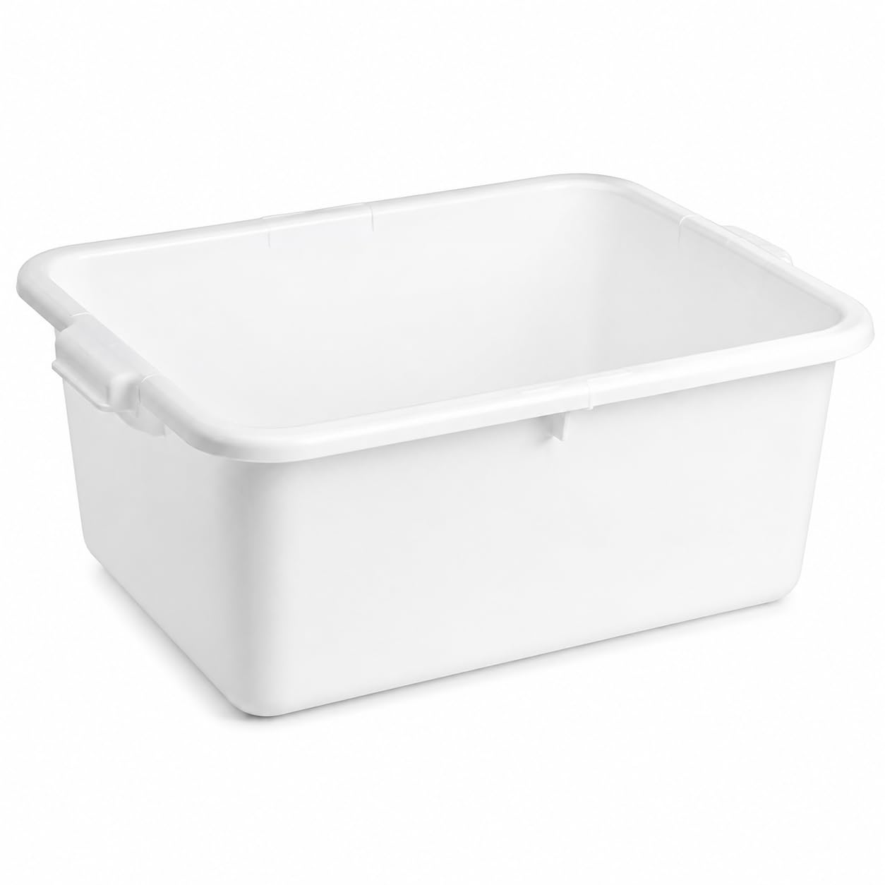Glownary Heavy-Duty Polypropylene Bus Tub Storage Box, White, 20 x 15 x 7 Inches, Stackable, Dishwasher and Freezer Safe, Commercial Grade