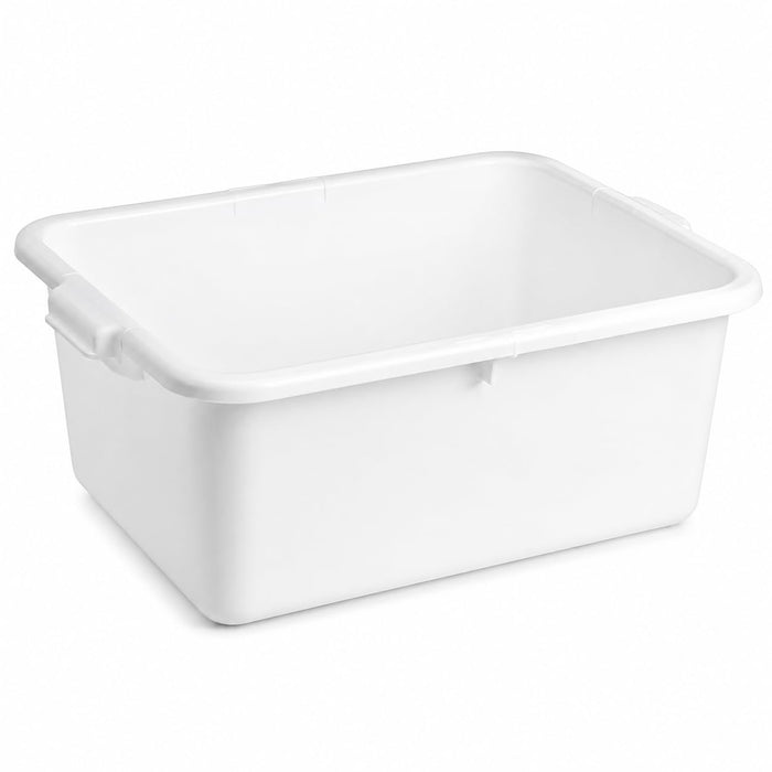 Glownary Heavy-Duty Polypropylene Bus Tub Storage Box, White, 20 x 15 x 7 Inches, Stackable, Dishwasher and Freezer Safe, Commercial Grade