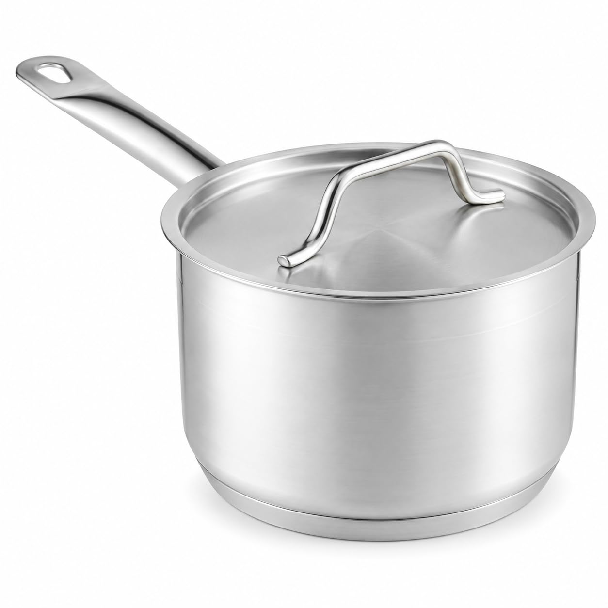 SS1 Series 3.5 Qt Stainless Steel Sauce Pan with Aluminum-Clad Bottom, Silver, NSF Listed, Induction Ready, Dishwasher Safe, 4.25 Inch Height with Cover