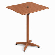 Glownary 32-Inch Square Brown Powder-Coated Aluminum Bar Height Table with Umbrella Hole, Outdoor Patio Furniture, 42 Inches Tall, 2-4 Seating Capacity