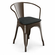 Glownary Copper Steel Outdoor Arm Chair with Black Magnetic Cushion, Modern Industrial Style, 28.5 Inch Height, 400 lb Capacity, Stackable Design