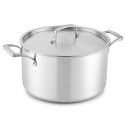 SS3 Series 8 Qt Tri-Ply Stainless Steel Stock Pot with Cover, Silver Satin Finish, NSF Listed, Induction Ready, Dishwasher Safe, 5.75 Inch Height