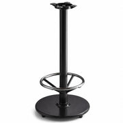 Glownary Cast Iron Bar Height Table Base, 22 Inch, Black Powder Coated Steel, with Chrome Footrest, Self-Leveling Feet, Indoor Use