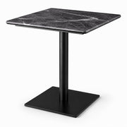 Glownary Excalibur Square Dining Table, 28 Inch, Paladina Faux Marble Finish, Black Steel Base, Indoor Outdoor Use, Weather-Resistant, Standard Height