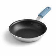 Glownary A3000 Series 8-Inch Aluminum Fry Pan with Non-Stick Eclipse Coating, Silicone Grip Handle, Commercial Grade, Silver, NSF Listed, Oven Safe