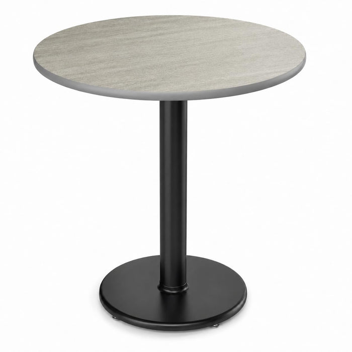 Glownary 30-Inch Round Reversible Table and Base Kit, Gray/White Laminated Top with 17-Inch Cast Iron Base, Standard Height Indoor Dining Table for 3-4 People
