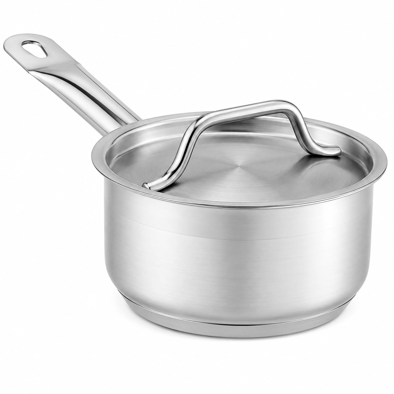 SS1 Series 1 Qt Stainless Steel Sauce Pan with Aluminum-Clad Bottom, Silver, NSF Listed, Induction Ready, Dishwasher Safe, 6 Inch Diameter with Lid