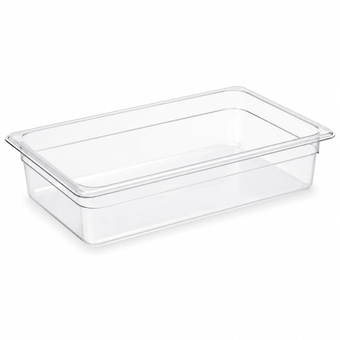 Glownary Full Size Food Pan, 4 Inch Deep Translucent Polypropylene, NSF Listed, BPA Free, 20.6x12.5 Inches, Stackable, Chemical-Resistant, Dishwasher Safe
