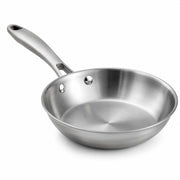 Glownary SS3 Series 8 Inch Tri-Ply Stainless Steel Fry Pan, Silver, NSF Listed, Induction Compatible, Dishwasher Safe, Ergonomic Handle, 450°F Heat Safe, Professional Grade