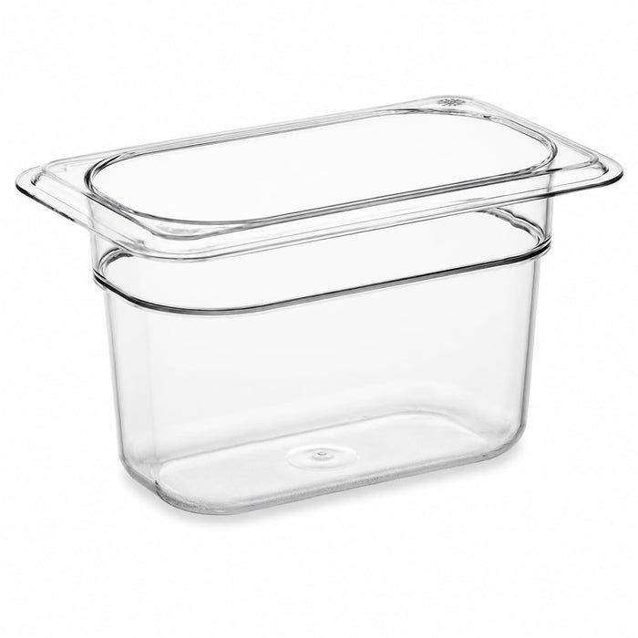 Glownary 1/9 Size Clear Polycarbonate Food Pan, 4 Inch Deep, NSF Listed, Stackable, Dishwasher Safe, Rectangle Shape, 6.75x4.25x4 Inches