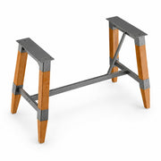 Glownary Industrial Trestle Table Base, Honey Maple Finish, Steel and Wood Construction, 45.8x25.4x28 Inches, 400 lb Capacity, for 30x60 Table Tops