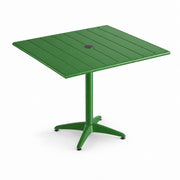 Glownary 36-Inch Square Green Powder-Coated Aluminum Outdoor Dining Table with Umbrella Hole, Weather-Resistant, Standard Height, 2-4 Seating