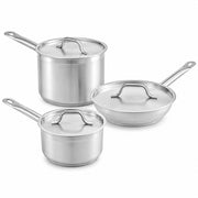 Glownary 6-Piece Induction Ready Stainless Steel Cookware Set, 2 Qt and 4.5 Qt Sauce Pans, 9.5 Inch Non-Stick Frying Pan with Lids, NSF Listed, Commercial Grade