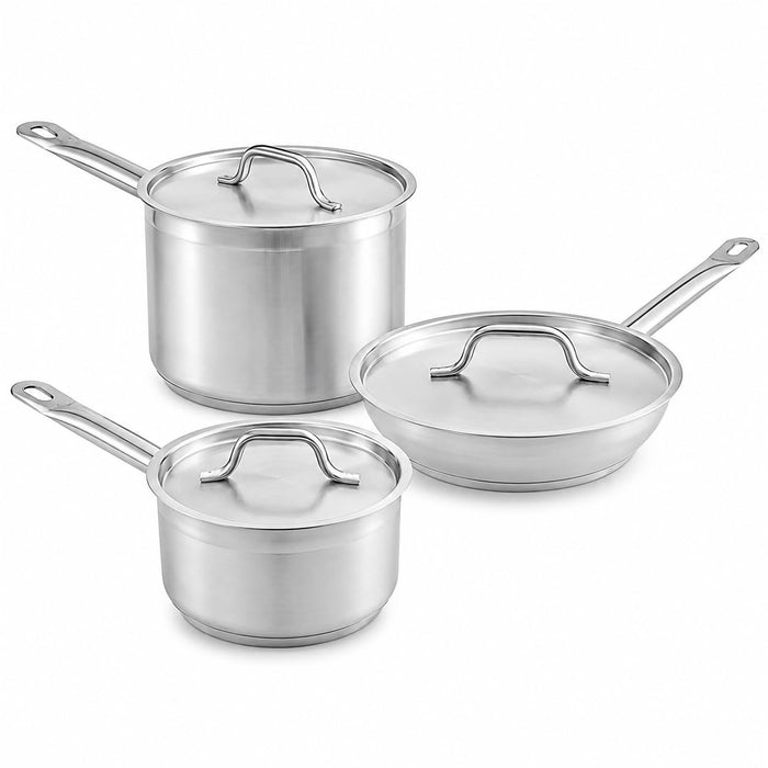 Glownary 6-Piece Induction Ready Stainless Steel Cookware Set, 2 Qt and 4.5 Qt Sauce Pans, 9.5 Inch Non-Stick Frying Pan with Lids, NSF Listed, Commercial Grade
