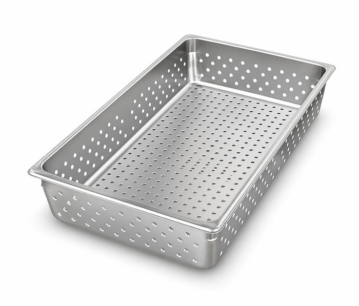 Glownary Full Size 4-Inch Deep Perforated Steam Table Pan, 22 Gauge Stainless Steel, NSF Listed, Anti-Jam Design, Made in USA, 20.75x12.75 Inches