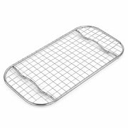 5 x 10 Inch Third Size Footed Stainless Steel Wire Pan Grate, Rectangle Drain Grate for Steam Table, Silver, Heavy Duty 300 Series, Temperature Range -100 to 400°F