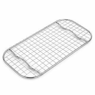 5 x 10 Inch Third Size Footed Stainless Steel Wire Pan Grate, Rectangle Drain Grate for Steam Table, Silver, Heavy Duty 300 Series, Temperature Range -100 to 400°F
