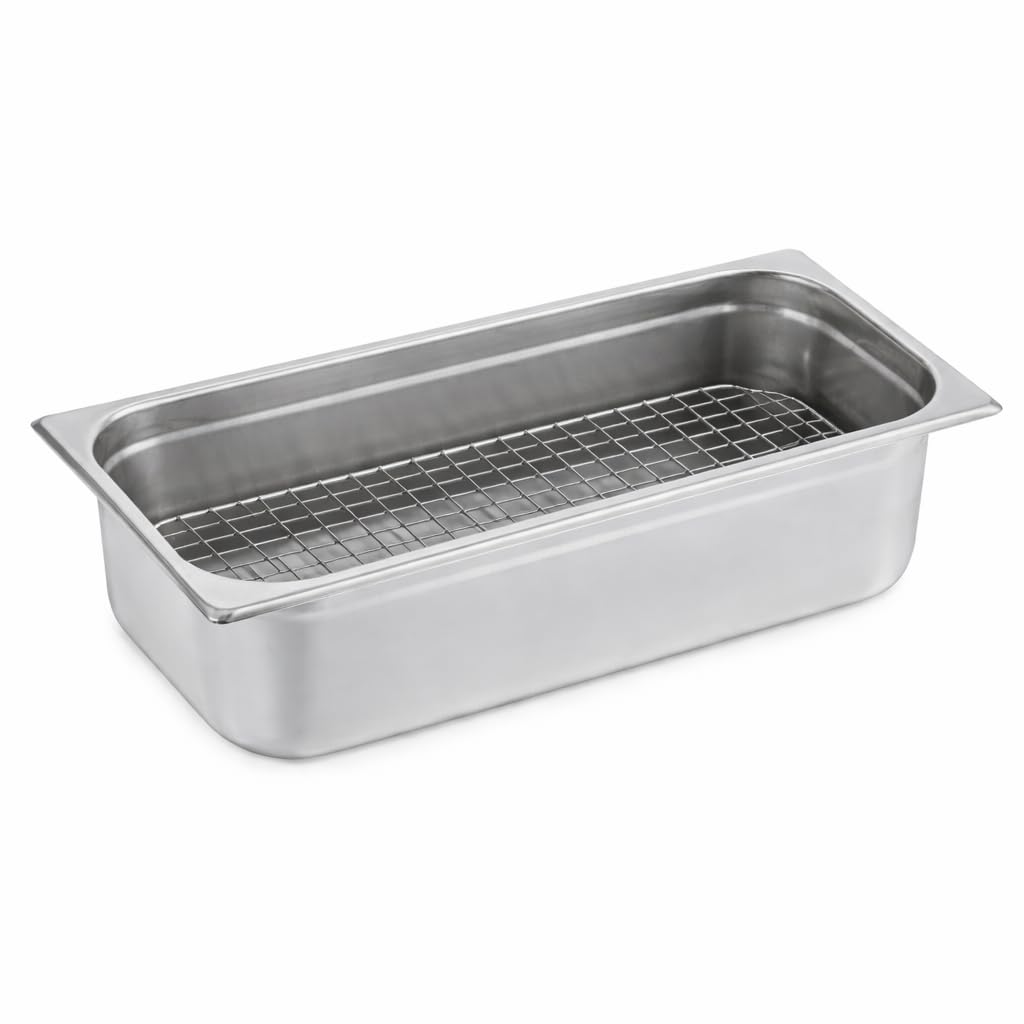 5 x 10 Inch Third Size Footed Stainless Steel Wire Pan Grate, Rectangle Drain Grate for Steam Table, Silver, Heavy Duty 300 Series, Temperature Range -100 to 400°F view 2