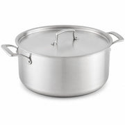 16 Qt Tri-Ply Stainless Steel Stock Pot with Cover, Commercial Grade, NSF Listed, Induction Ready, Dishwasher Safe, 5 15/16 Inches Height, Silver