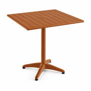 Glownary 32-Inch Square Outdoor Dining Table, Brown Powder-Coated Aluminum, with Umbrella Hole, Weather-Resistant, 30-Inch Height, 2-4 Seating Capacity