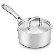 SS3 Series Tri-Ply Stainless Steel Sauce Pan with Cover, 2.5 Qt, Silver Satin Finish, Induction Ready, NSF Listed, Riveted Handle, 7.1 x 6.3 x 9.1 Inch