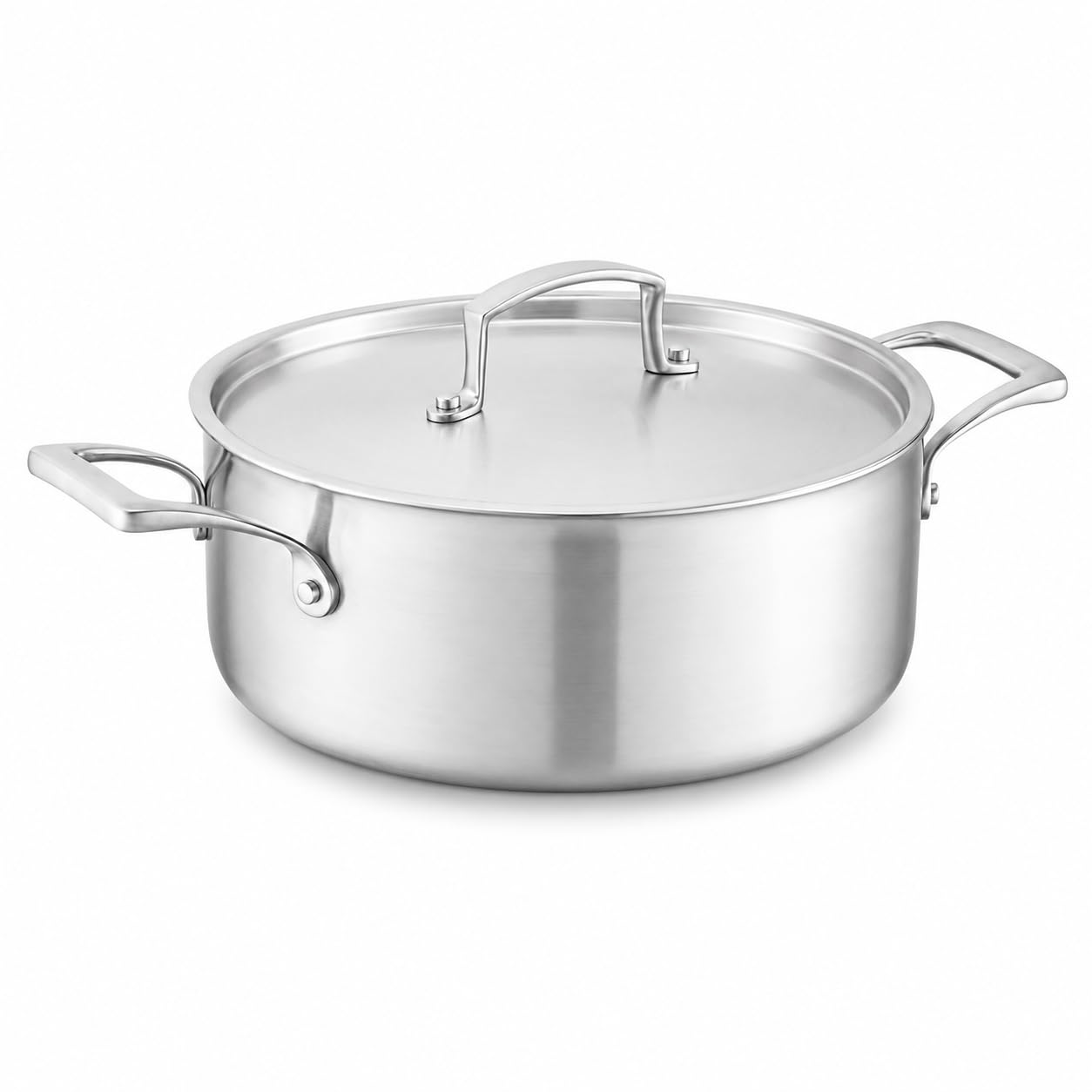 SS3 Series 4.5 Qt Tri-Ply Stainless Steel Stock Pot with Cover, Silver, Professional Grade Cookware with Riveted Handles, Induction Ready, 9.5 x 3.75 Inch