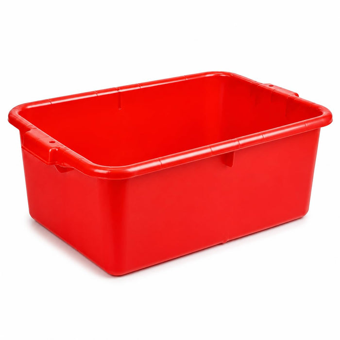 Glownary 20 x 15 x 7 Inch Heavy-Duty Polypropylene Bus Tub, Commercial Storage Box with Reinforced Handles, Stackable, Dishwasher Safe, Red