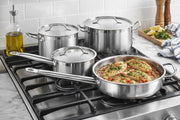 SS1 Series 8-Piece Induction Ready Stainless Steel Cookware Set, Silver, 1-2 Qt Sauce Pans, 6.75 Qt Pot, 3 Qt Saute Pan with Lids, Aluminum-Clad Bottom, Commercial Grade view 2