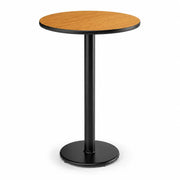 Glownary 30-Inch Round Bar Height Table, Reversible Walnut/Oak Top with Black Cast Iron Base, Indoor Commercial Table for 3-4 Seats