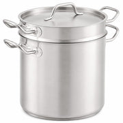 SS1 Series 12 Qt Stainless Steel Pasta Cooker with Aluminum-Clad Bottom, Round, NSF Listed, Induction Ready, with Strainer Insert and Cover, 9.5 Inch Height
