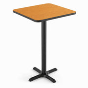 Glownary 30-Inch Square Bar Height Table, Reversible Walnut/Oak Top with Black Cast Iron Base, Indoor Commercial Table for 2-4 Seats