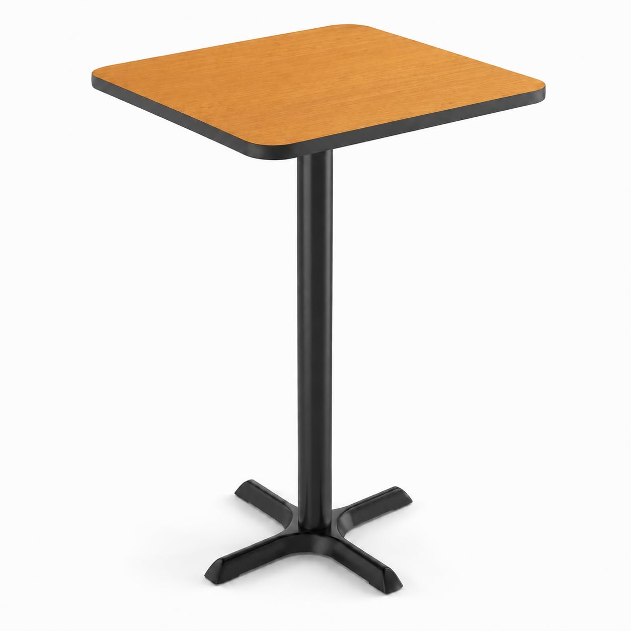 Glownary 30-Inch Square Bar Height Table, Reversible Walnut/Oak Top with Black Cast Iron Base, Indoor Commercial Table for 2-4 Seats