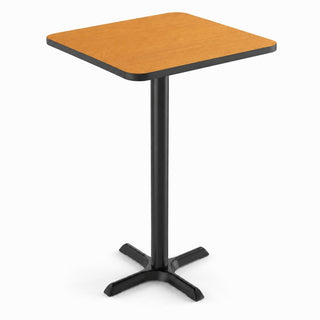 Glownary 30-Inch Square Bar Height Table, Reversible Walnut/Oak Top with Black Cast Iron Base, Indoor Commercial Table for 2-4 Seats