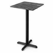 Glownary 24-Inch Square Bar Height Table, Paladina Faux Marble Finish, Black Steel Cross Base, Indoor Outdoor Commercial Use, Gray Laminate Wood Top