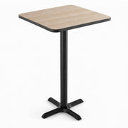 Glownary 30-Inch Square Bar Height Table, Reversible White Birch/Ash Laminated Top with Cast Iron Base, Indoor Commercial Use, Black Powder-Coated Frame