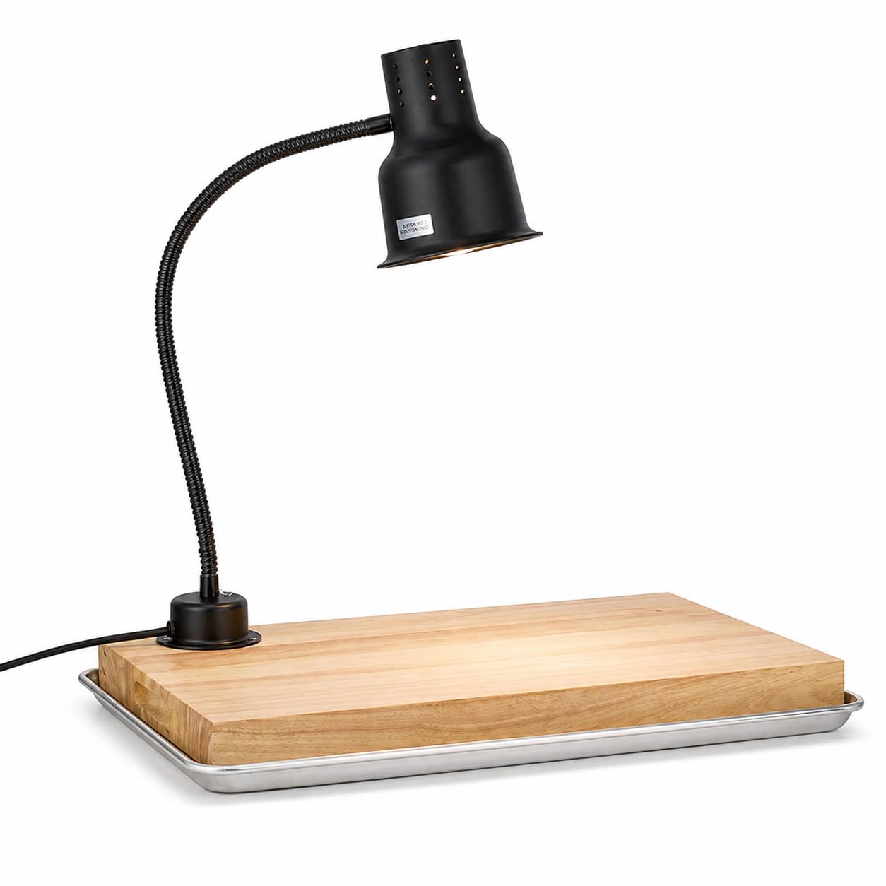 Professional Carving Station Kit, 24 Inch Black Heat Lamp with Flexible Arm, Rubberwood Cutting Board and Drip Pan, 120V 250W, NSF Listed