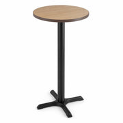 Glownary 24-Inch Round Bar Height Table, Reversible Birch/Ash Laminate Top with Cast Iron Base, Indoor Commercial Table for 2, Black Base, 39.8-Inch Height