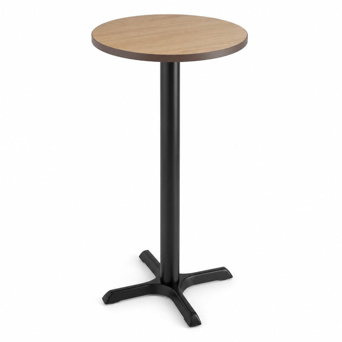 Glownary 24-Inch Round Bar Height Table, Reversible Birch/Ash Laminate Top with Cast Iron Base, Indoor Commercial Table for 2, Black Base, 39.8-Inch Height