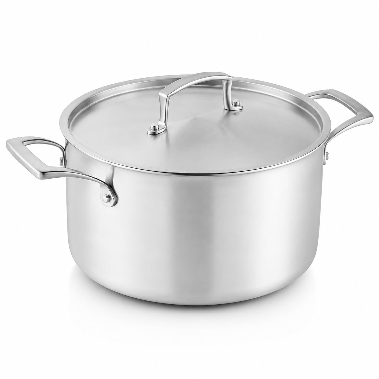 SS3 Series 6 Qt Tri-Ply Stainless Steel Stock Pot with Cover, Silver, NSF Listed, Induction Ready, Dishwasher Safe, 9.5 Inch Diameter, 5.1 Inch Height