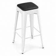 Glownary Alloy Pearl White Indoor Barstool, Backless Metal Frame with Black Vinyl Cushion, 30 Inch Bar Height, 400 lb Capacity, Stackable