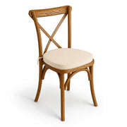Glownary Vineyard Cross Back Dining Chair, Barrel Brown Ashwood, 19.5x17x34.5 Inches, Stackable with 2 Inch Chardonnay Tan Cushion, 300 lb Capacity, Indoor Use